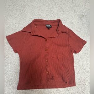 Button-up Polo Crop Top